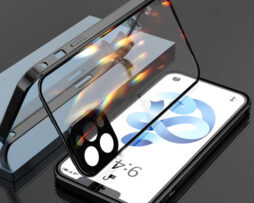 Θήκη 360° Magnetic DUAL Glass Μαύρη + Camera Lens - iPhone 12